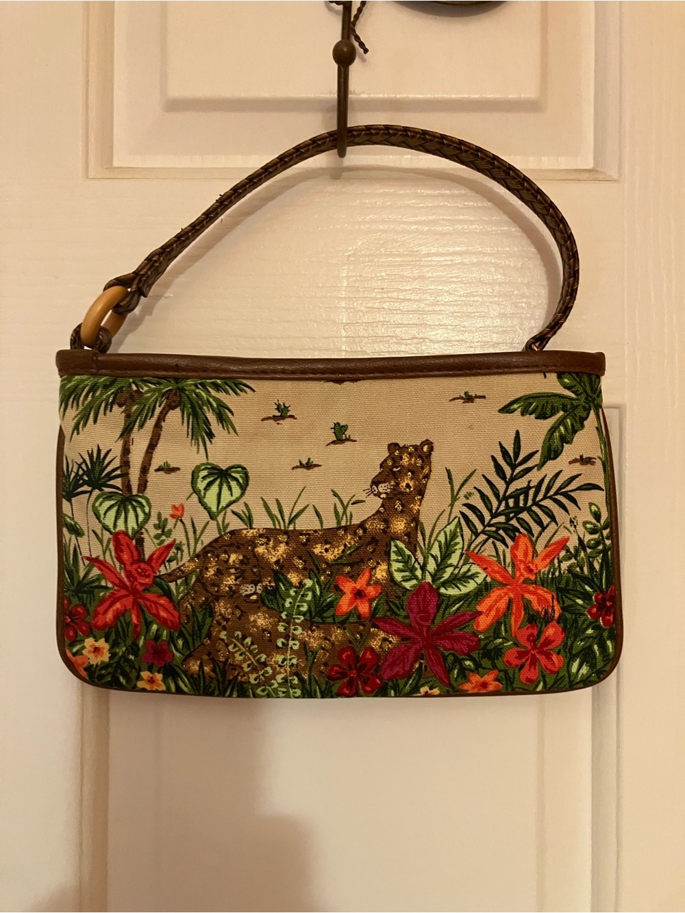 Jungle Leopard Canvas  Bag - Brown & Multi